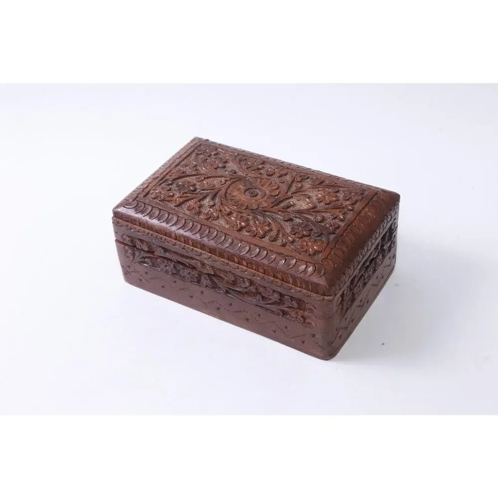 Wood Sculpture Jewelry Box, Antique, 6